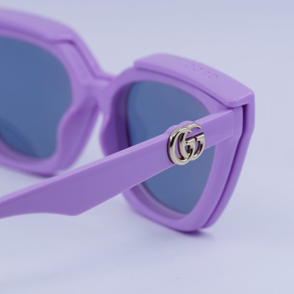 🕶️ New Gucci GG1542S 002 Sunglasses - Lilac Frame, Clear/Blue Lenses - Picture 11 of 12